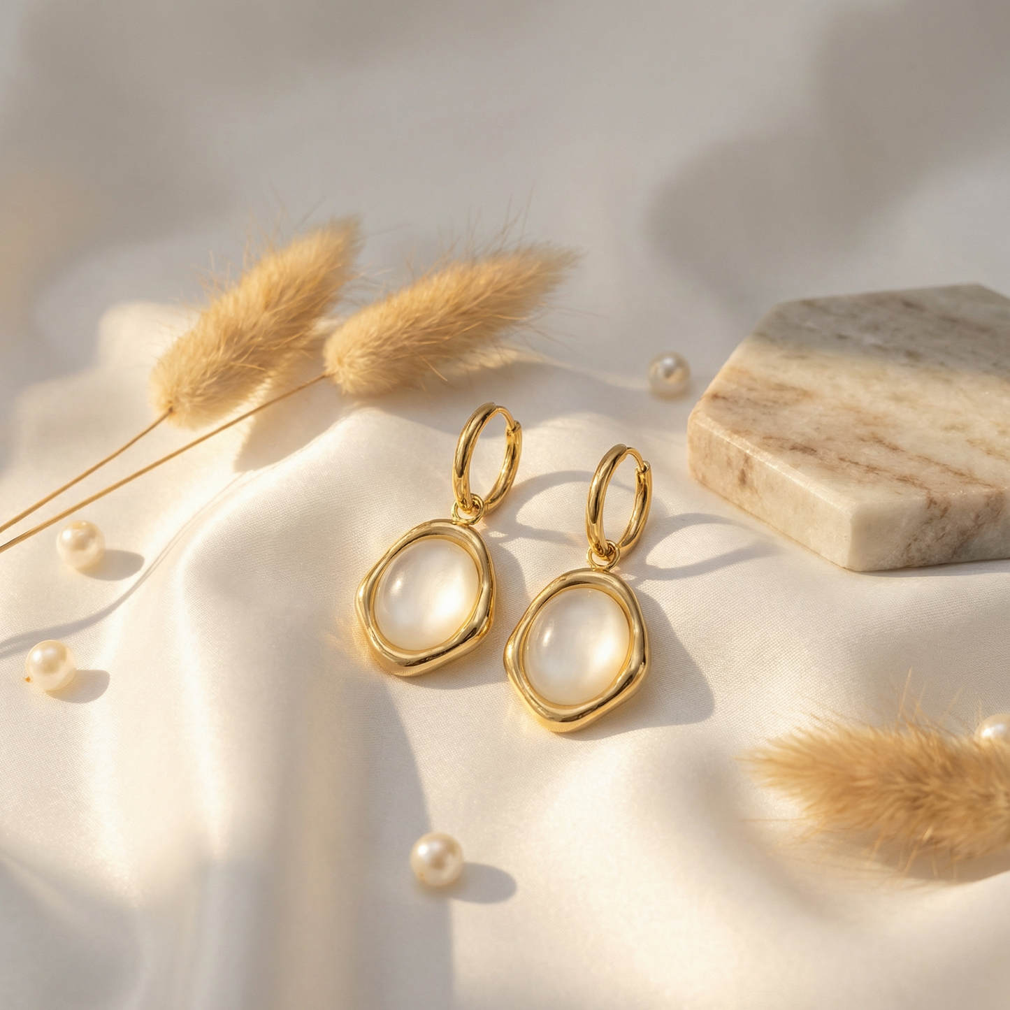 MARBLE EARRING ( Anti tarnish )