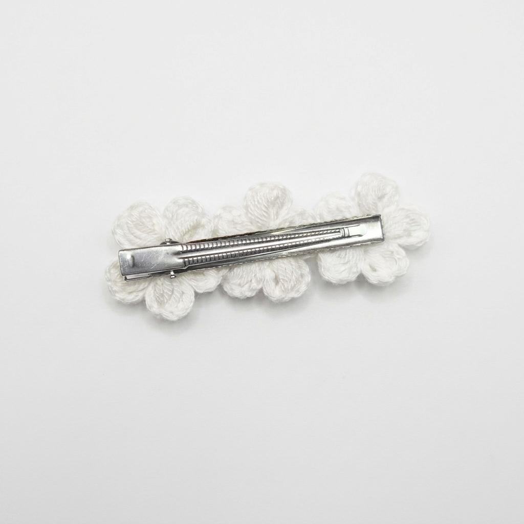 White Floral Crochet clip