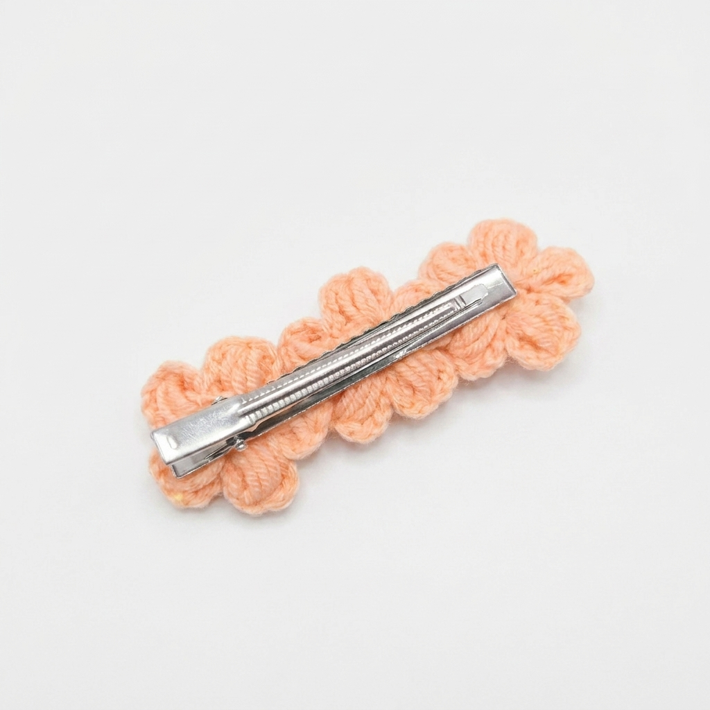 Peach Floral Crochet clip