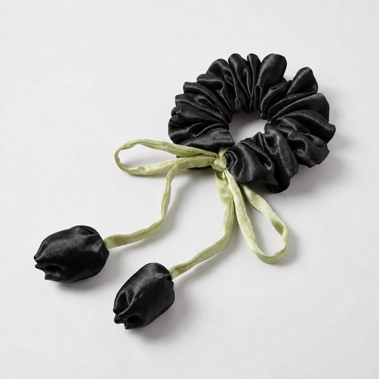BLACK TULIP SCRUNCHIE