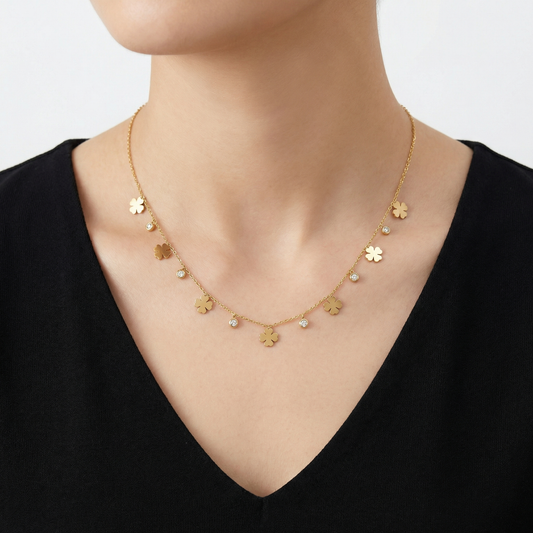 LEAF DIAMOND NECKCHAIN ( Anti tarnish )