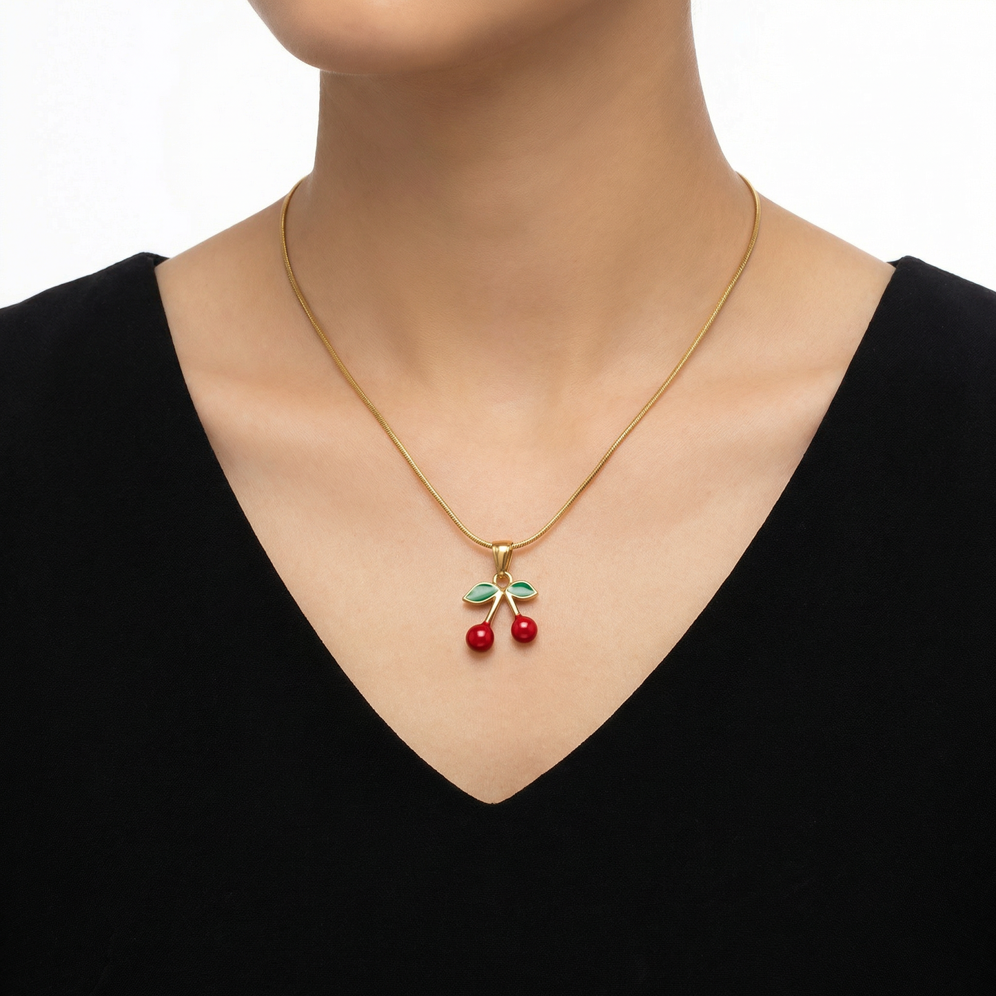 RED CHERRY NECKCHAIN ( Anti tarnish )