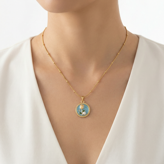 BLUE VINTAGE NECKCHAIN ( Anti tarnish )