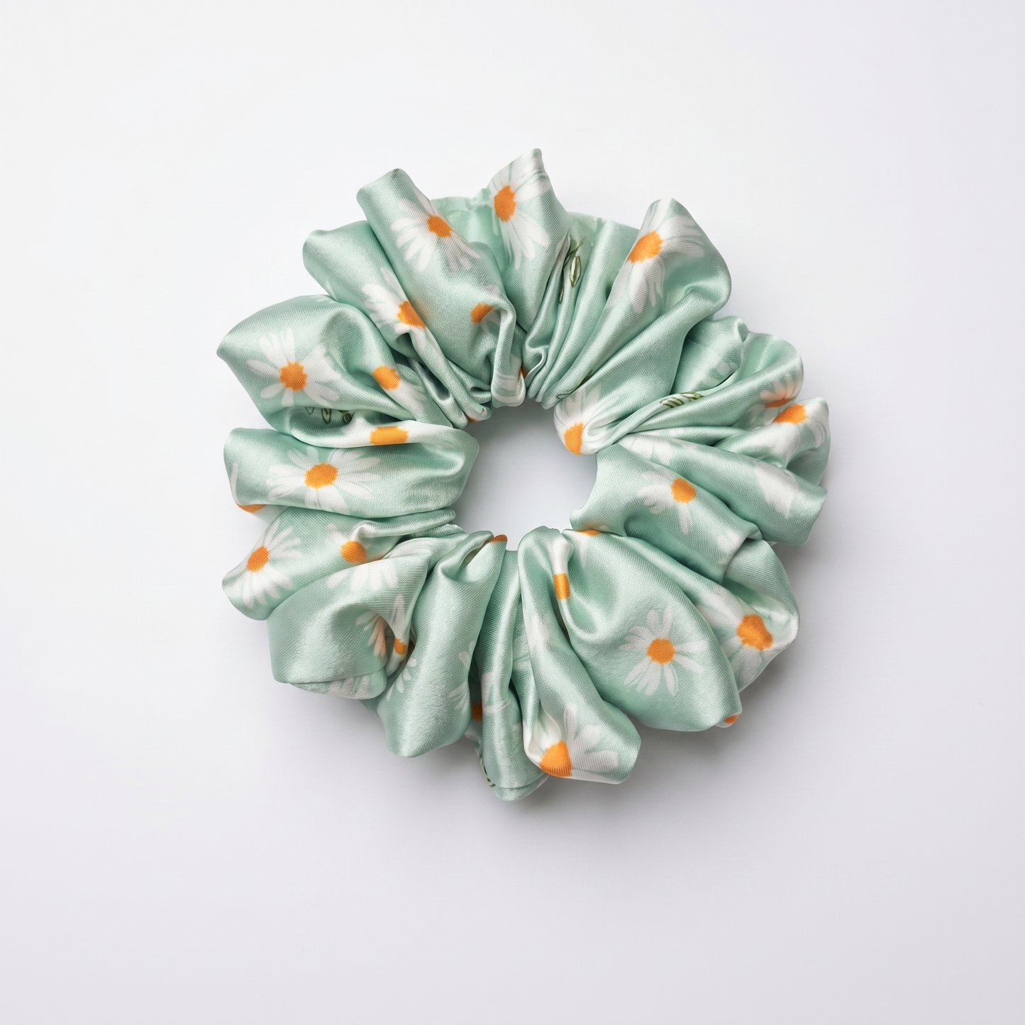 Green Daisy | Premium Satin Scrunchies | M size