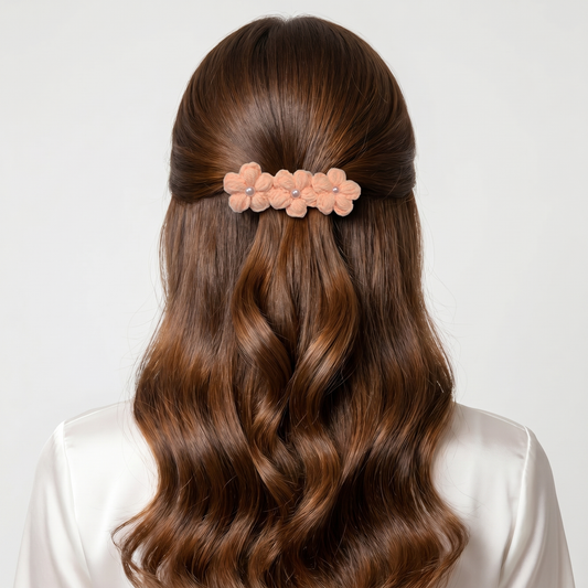 Peach Floral Crochet clip