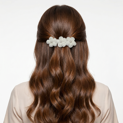 White Floral Crochet clip