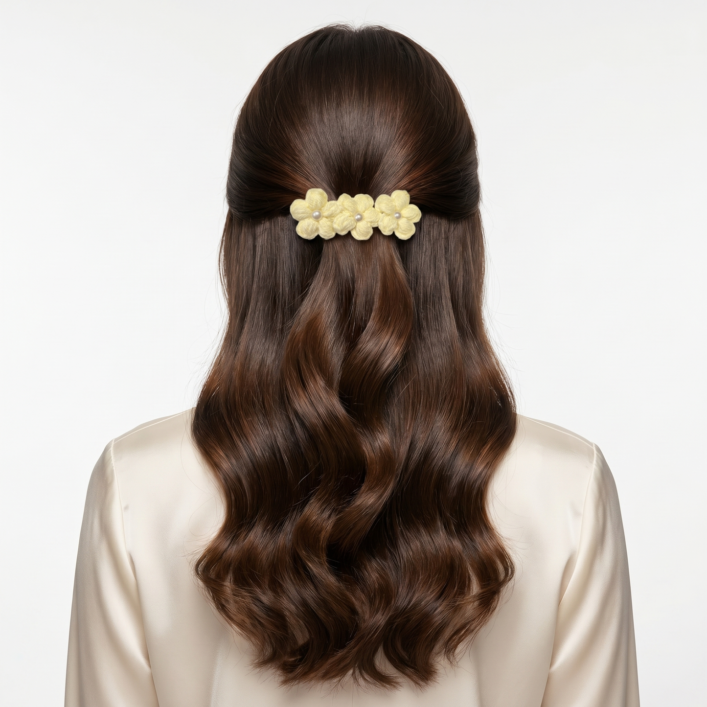 Cream Floral Crochet clip