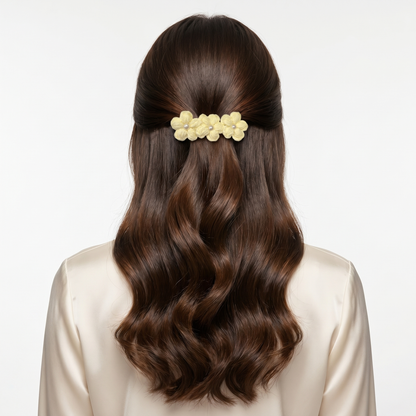 Cream Floral Crochet clip