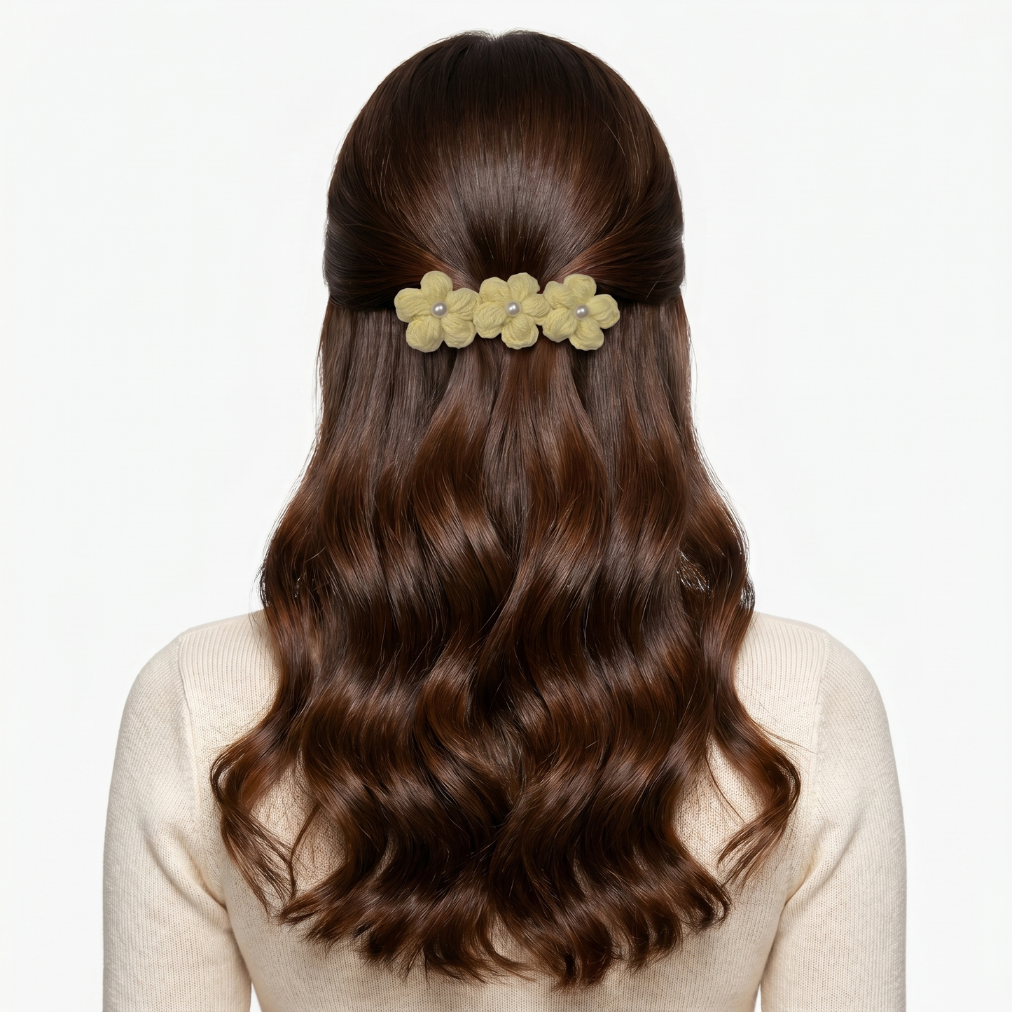 Lemon Yellow Floral Crochet clip