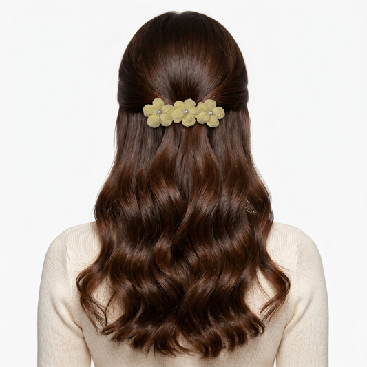Lemon Yellow Floral Crochet clip