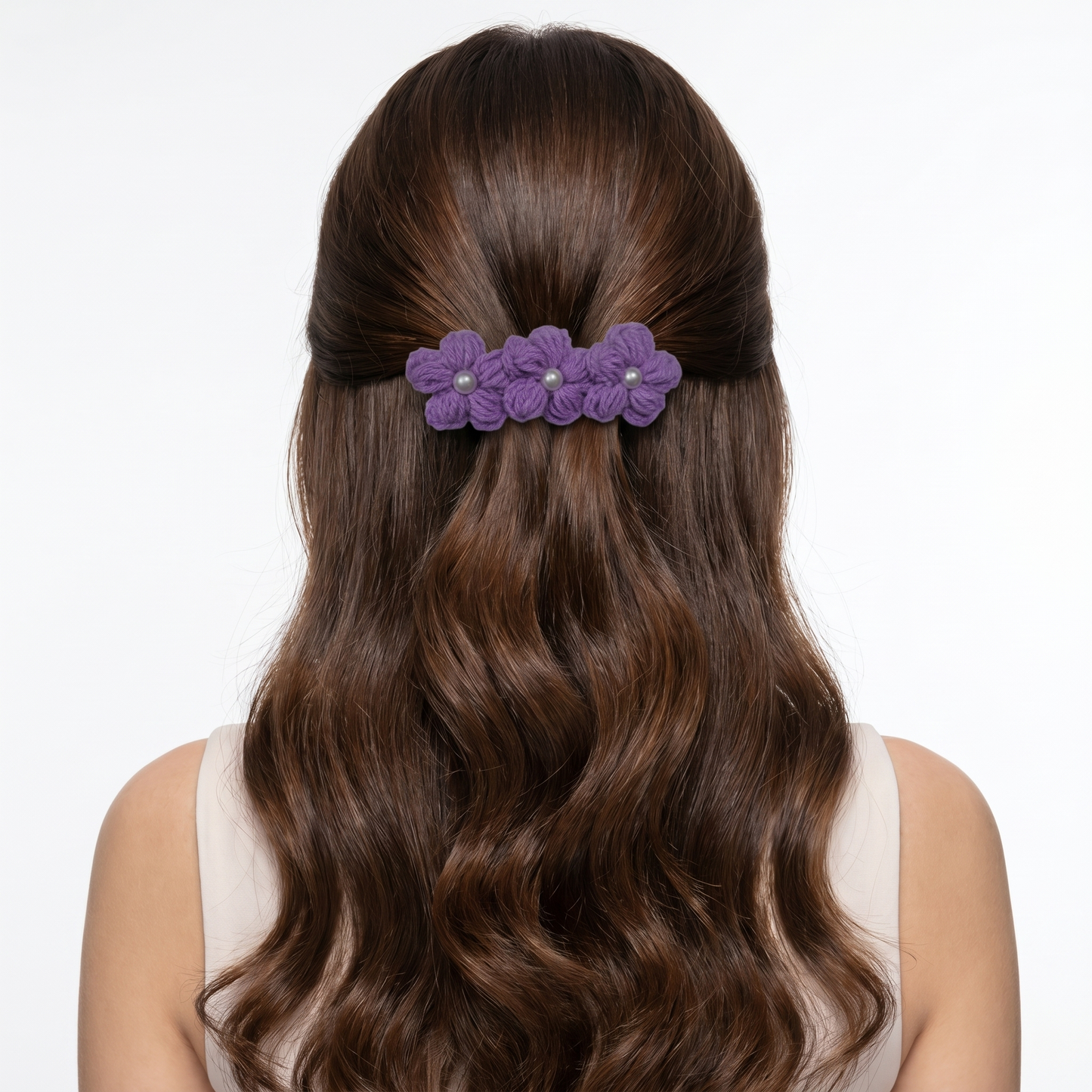 Lilac Floral Crochet clip