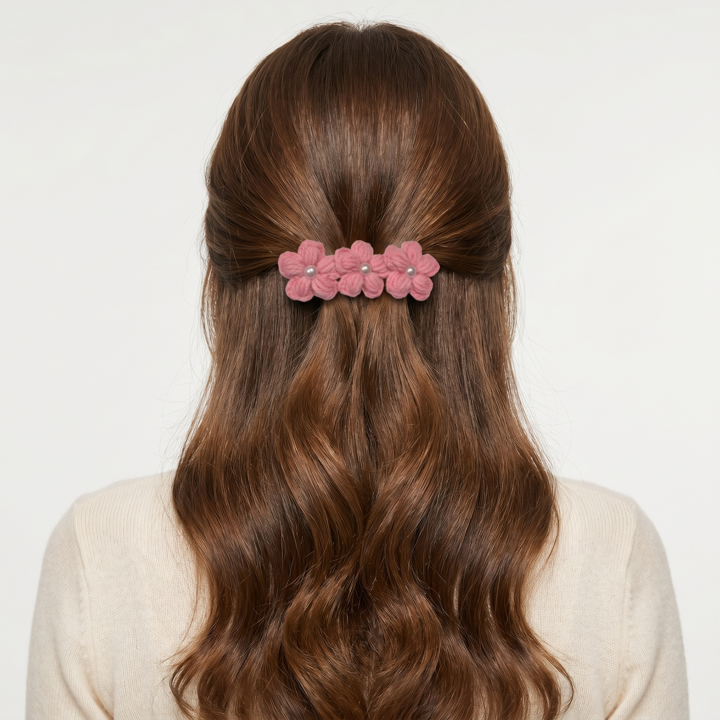 Pink Floral Crochet clip