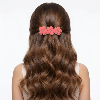Orange Floral Crochet clip