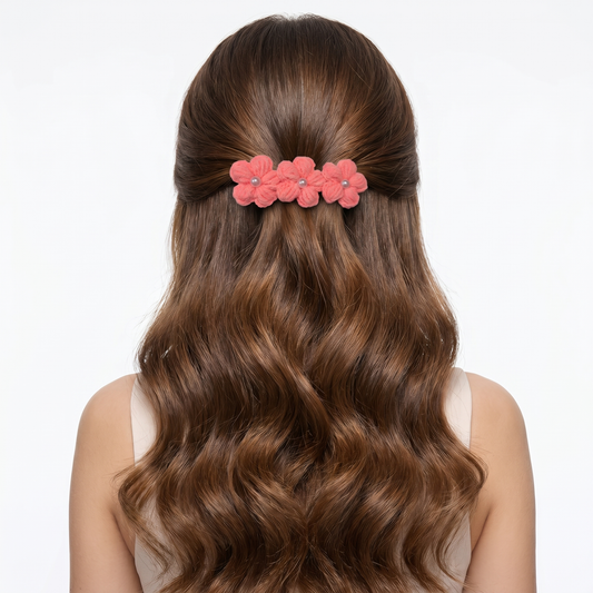 Orange Floral Crochet clip