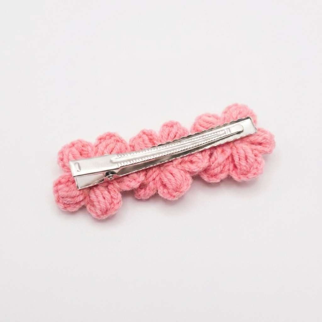 Pink Floral Crochet clip