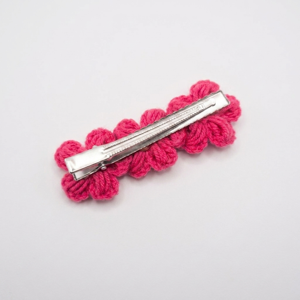 Hot Pink Floral Crochet clip