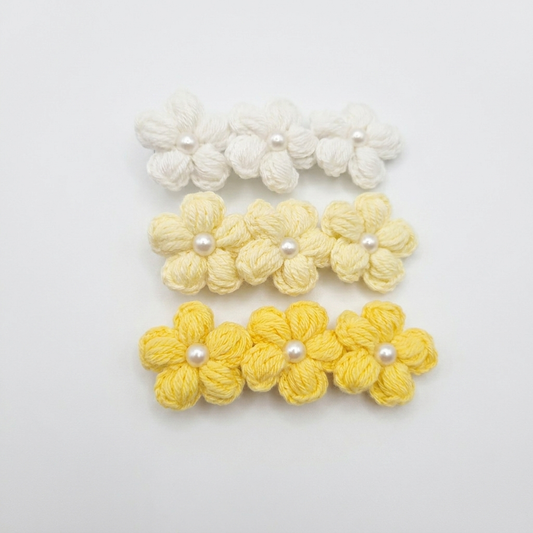 Yellows Floral Crochet clip ( Set of 3 )