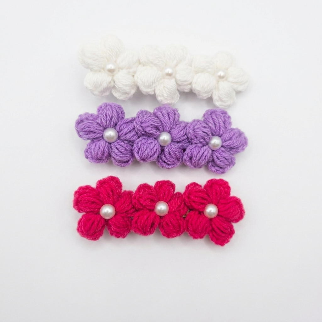 Bright Floral Crochet clip ( Set of 3 )
