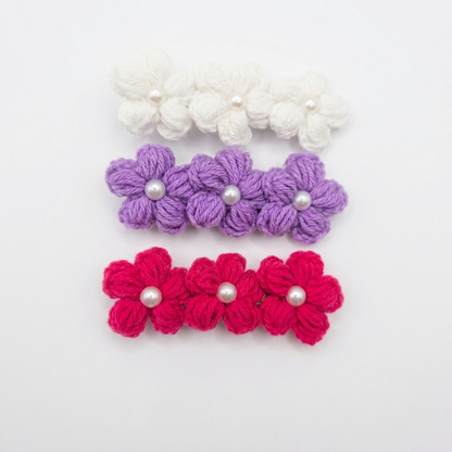 Bright Floral Crochet clip ( Set of 3 )