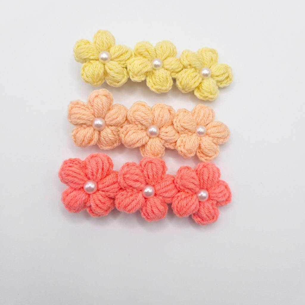 Sunshine Floral Crochet clip ( Set of 3 )